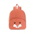 Cute corduroy backpack with cute fox embroidery for students daily casual school bag - Fox Brown