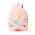 Pink corduroy unicorn backpack for kids, cute cartoon daily school bag with ears and horn. - Pink Unicorn