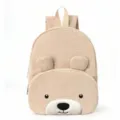 Corduroy cute bear backpack khaki student casual school bag for daily use and travel. - Smiling Khaki Bear