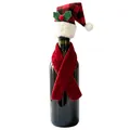 Weihnachts-Weinflaschenhüllen-Set mit rot-schwarzer Karomütze und rotem Schal - Karierter Spitzer Hut Und Roter Schal