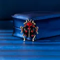 Elegant red and black enamel ladybug brooch with sparkling red crystals for apparel - Black and Red Seven-Spot Ladybug (XD826094)