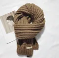 Sciarpa invernale in maglia grossa marrone con etichetta fatta a mano, lana spessa - Maglia a Nido d'Ape con Etichetta Handmade / Kaki