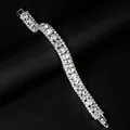 Sparkling silver bridal bracelet featuring four rows of premium clear rhinestones - Silver White