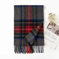 Sciarpa classica in cashmere a quadri grigi e rossi con frange - FHY25-7121-1 Quadri grigi