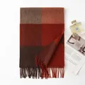 Premium British style checkered cashmere scarf in warm deep red and earthy brown - FHY25-7131-1 Brown-Red Plaid