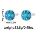 Classic round blue crystal cufflinks for men women business dress shirt fashion jewelry accessory. - Lake Blue