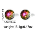 Round multi-color crystal cufflinks for business shirts, stylish colorful gemstone cuff links. - Mixed Color AB