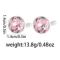 Round pink crystal cufflinks for men and women shirts, stylish business fashion accessory. - Pink