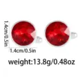 Red crystal cufflinks, round silver metal dress shirt cuff links for men and women - Red