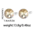 Round crystal cufflinks for men women champagne gemstone shirt cuff links business stylish. - Champagne