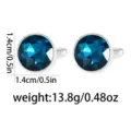 Round Blue Crystal Cufflinks for Men and Women Business Casual Shirt Studs Accessories - Dark Lake Blue