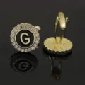 Vintage gold tone letter G cufflinks sparkling rhinestones retro elegant shirt metal accessories - B1396-G Cufflinks