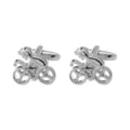 Zilveren fiets wielrenner manchetknopen heren overhemd accessoire transport thema - Fietser Stijl (B1456-3)