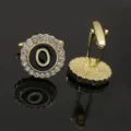 Vintage gold crystal letter O cufflinks fashion round rhinestone shirt suit accessories - B1396-O Cufflinks