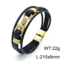 Meerlaagse gevlochten lederen armband met metalen sluiting stijlvolle punk straat sieraden - Meerdere Laag Gevlochten Metalen Gesp (KB147969-KLHQ) / Zwartbruin