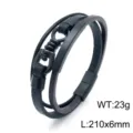 Zwarte Meerlaagse Leren Armband voor Heren Streetwear Stijl met Magnetische Sluiting - Meerdere Laag Gevlochten Zwarte Gebogen Plaat (KB149737-KLHQ) / Zwartbruin