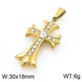 Gold stainless steel cross pendant with sparkling rhinestones, stylish variant accessory. - 30x18mm / Gold