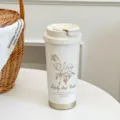 Insulated coffee mug 316 stainless steel portable travel water bottle with lid white gift cup - 500ml / Lily of the Valley - White