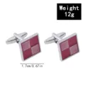 Classic square plaid cufflinks for men, elegant silver metal French shirt cuff links accessory. - Red White Plaid (B1351)