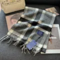 Classic black and white plaid wool scarf, warm winter fringe scarf for men and women. - Black and Grey Fine Plaid
