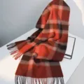 Autumn winter women wool plaid cashmere scarf, long thick warm red plaid shawl for cold days. - Bolton Red Plaid / 180cm