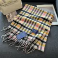 Classic winter plaid wool scarf for women and men, warm thick fringe tassel neck wrap. - Pink, Yellow and Black Plaid