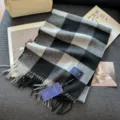 Classic black grey plaid wool scarf winter warm fringed tartan scarf for men and women - Black, White and Grey Plaid