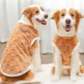 Fluffy pet winter vest warm fleece dog coat brown cute puppy apparel cozy pet clothing detail view - S / Brown Plaid
