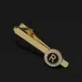 Gold-tone rhinestone letter R tie clip vintage collar pin crystal fashion accessory. - T1051-R Tie Clip