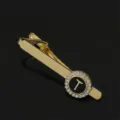 Vintage gold rhinestone letter T brooch pin elegant fashion alloy lapel clip accessory 1pc - T1051-T Tie Clip