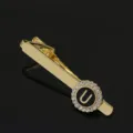 Golden rhinestone letter U brooch pin vintage alloy fashion collar pin accessory variant sku - T1051-U Tie Clip