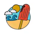 Creatieve zomer strand emaille pin schattige ijsje broche badge voor rugzak kleding accessoires - Strand IJs Ronde Badge Stijl (C2819-3)