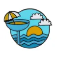 Creatieve strand zomer emaille speld badge voor rugzak kleding leuke lapel accessoire - Zonsondergang Watermeloen Cocktail Ronde Badge Stijl (C2819-4)