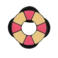 Strand stijl badge variant, roze en creme reddingsboei ontwerp met zwarte basis accessoire. - Reddingsboei Stijl (C2820-1)