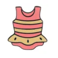 Schattige roze-gele gestreepte badpak emaille speld, creatieve broche badge voor rugzak. - Gestreepte Badpak Stijl (C2820-2)
