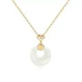 Exquisites Detail der Jade Sicherheitschnalle Halskette mit goldener Blüte und Fu Motiv. - 925er Silber / Gold Hetian Jade