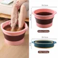 Bañera de pies plegable con puntos de masaje, tina de baño portátil para el hogar. - Rosa