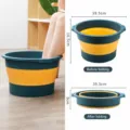 Secchio per pediluvio pieghevole con punti di massaggio e comode maniglie per il relax a casa. - Verde/Giallo