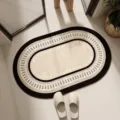 Alfombrilla de suelo absorbente ovalada, alfombra de baño antideslizante con borde geométrico moderno. - 40*60cm / Mansión Romana 5