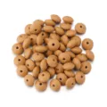 Silicone flat round beads, brown abacus spacer beads for DIY bracelets and jewelry making. - 20 Pieces Set / Light Brown