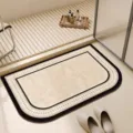 Alfombra de baño absorbente antideslizante con elegante diseño de borde geométrico para hogar. - 40*60cm / Mansión Romana 6