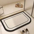 Alfombra de Baño de Tierra de Diatomeas, Borde Negro Beige Absorbente Antideslizante Baño - 40*60cm / Mansión Romana 8