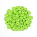 Green silicone flat round spacer beads, loose abacus beads for DIY jewelry making and bracelets. - 20 Pieces Set / Fluorescent Green