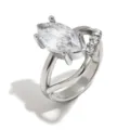 Elegant silver stainless steel ring with a large marquise-cut zircon stone. - R5606 Style / R5606 Silver