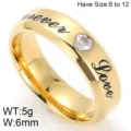 Titanium staal koppel ring gegraveerd forever love met hart strass maat 6 tot 12 breedte 6 mm - Opruiming / KR47881-K