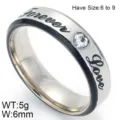 Roestvrijstalen paarring met zirkonia en gravure 6mm bandbreedte mode sieraden voor iedereen - Opruiming / KR47939-K