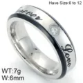 Titanium stalen partnerring met forever love gravure en sprankelende kristal, maat 6-12 - KR48329-K