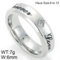 Stalen ring gegraveerd Forever Love met diamant, 6mm breed, maat 6-12 unieke variant. - KR48795-K
