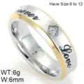 Titanium stalen koppelring met Forever Love gravure, 6mm breed, beschikbaar in maat 6 tot 12. - KR48796-K