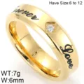 Gouden titanium staal ring forever love gegraveerd koppel ring met steen maat 6-12 - KR48797-K